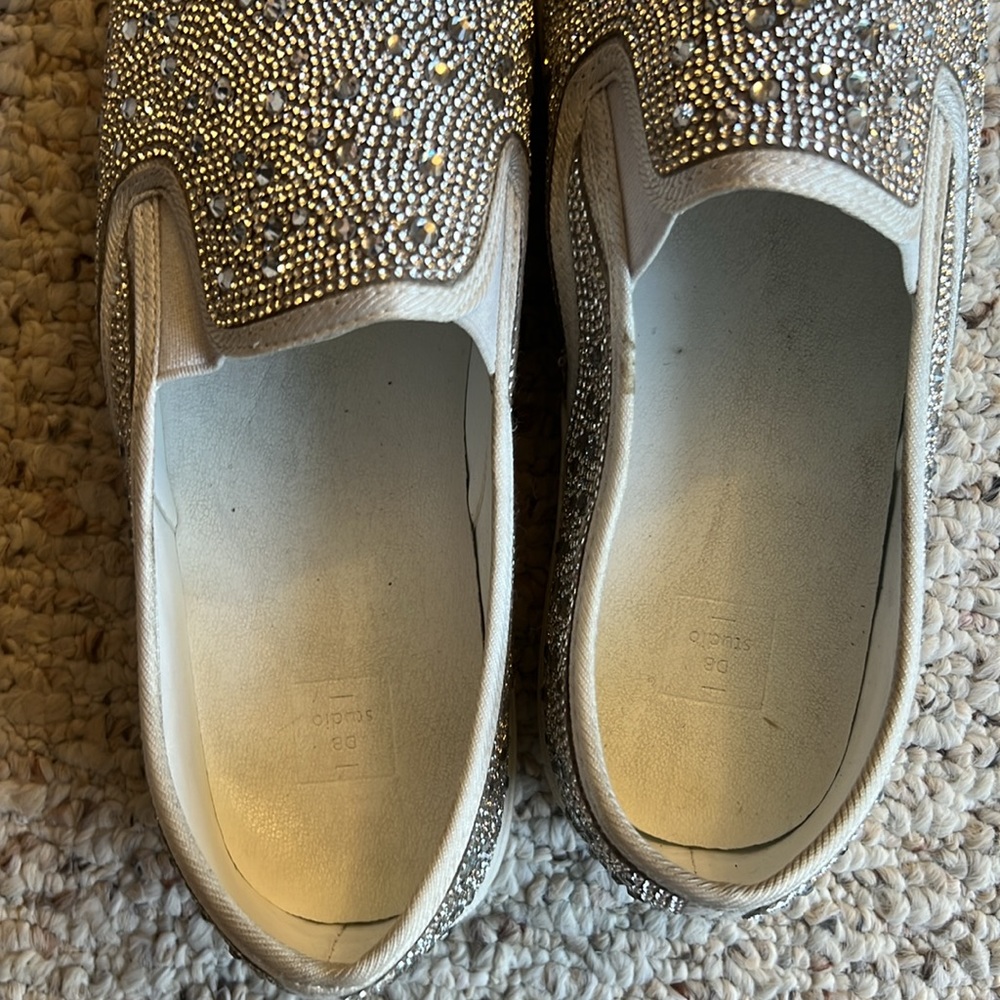 David's Bridal Champagne Crystal Embellished Slip-On Sneakers - Picture 4 of 4